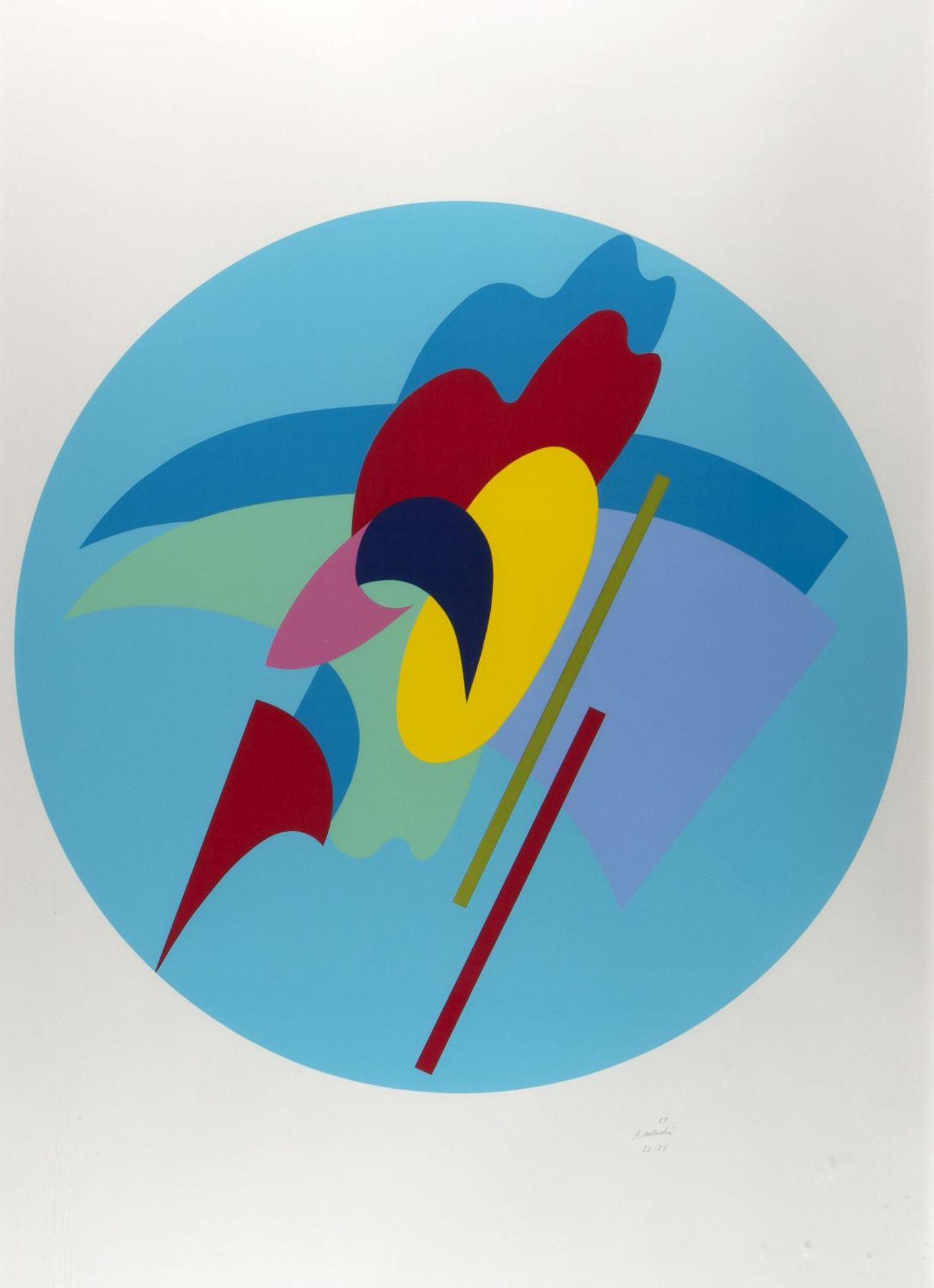 Mendini, Alessandro. 1931 - Mailand - 2019 Abstrakte Formen in einem Kreis. Farbserigraphie. Sign. u