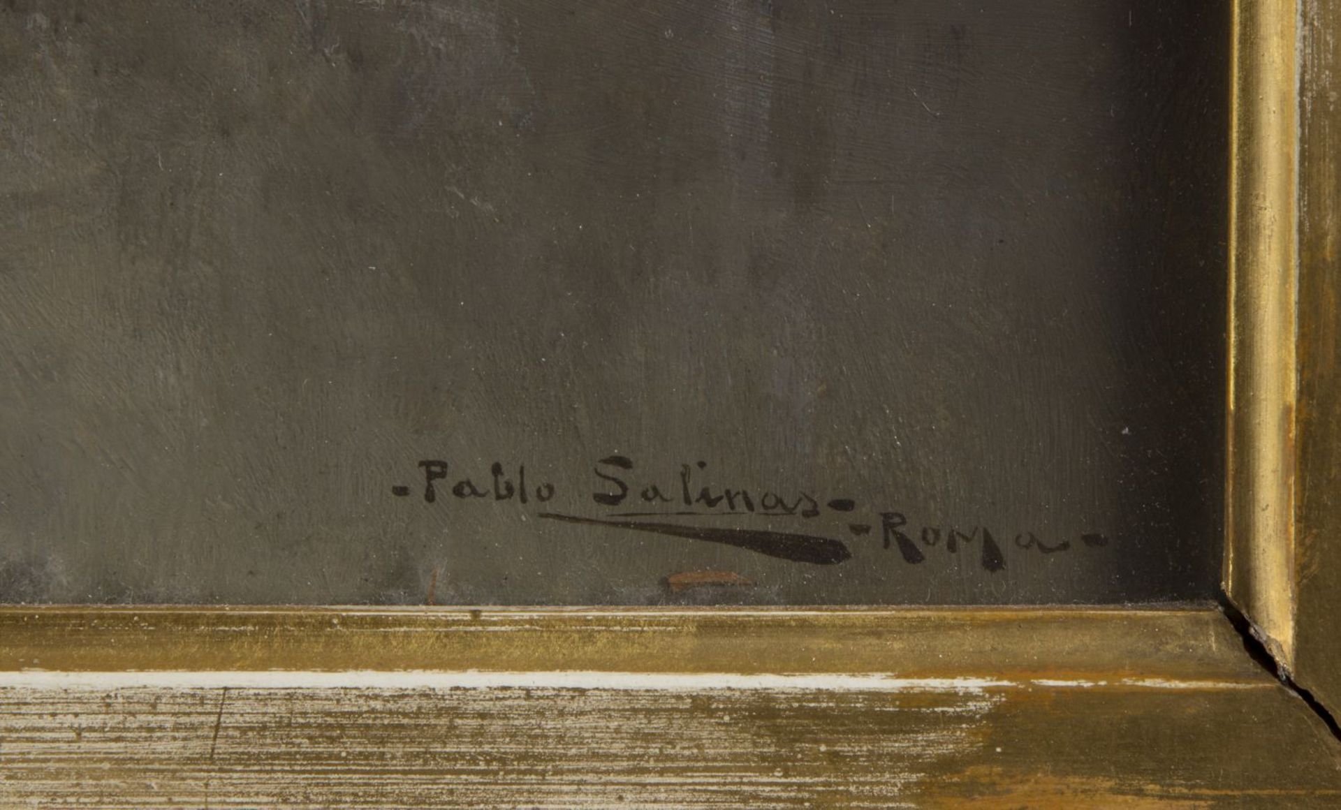 Salinas, Juan Pablo. 1871 Madrid - Rom 1946 Der Heiratsantrag. Öl/Lwd. Sign. 39 x 66,5 cm. Gerahmt. - Bild 2 aus 3