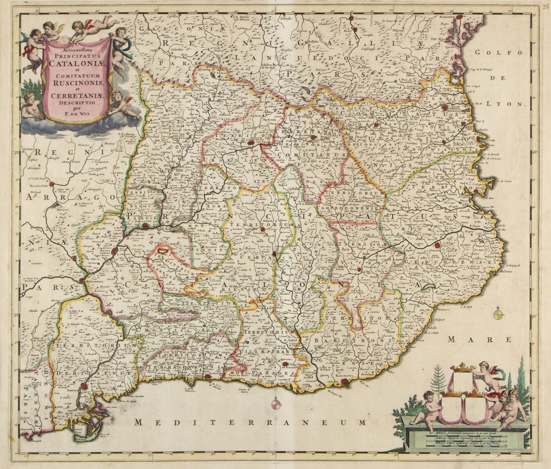 Wit, F. de. Vischer, N. Blaue, G. u.a. Principatus Cataloniae. Hispaniae et Portugalliae. Languedoc - Image 5 of 6