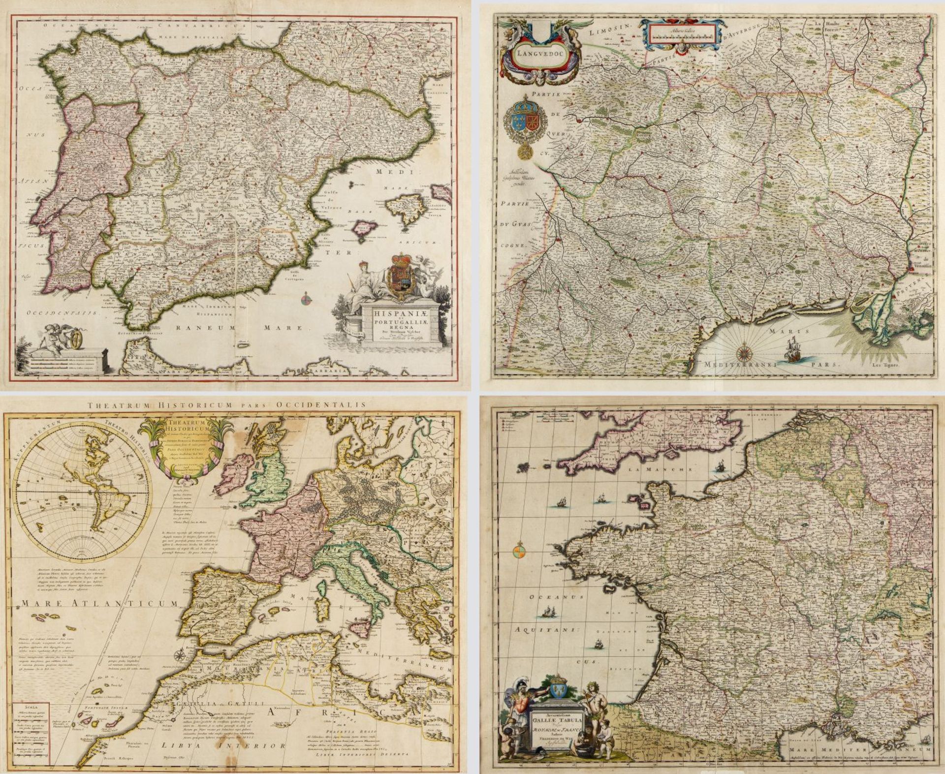 Wit, F. de. Vischer, N. Blaue, G. u.a. Principatus Cataloniae. Hispaniae et Portugalliae. Languedoc 