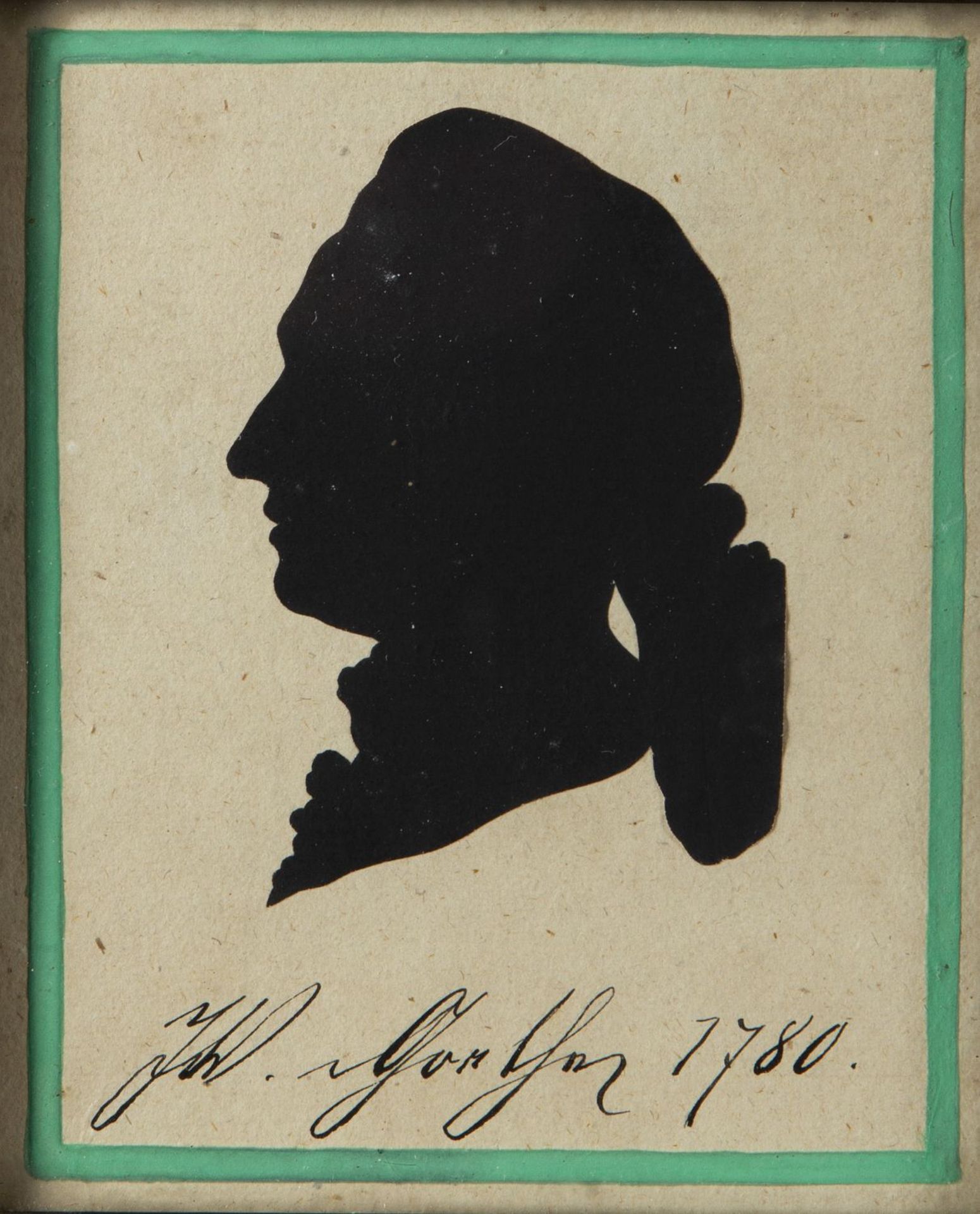 Unbekannt, Ende 19. Jh. Der Kuss. Schattenriss von Johann W. Goethe. 1 kol. Radierung. 1 Scherenschn - Bild 3 aus 3