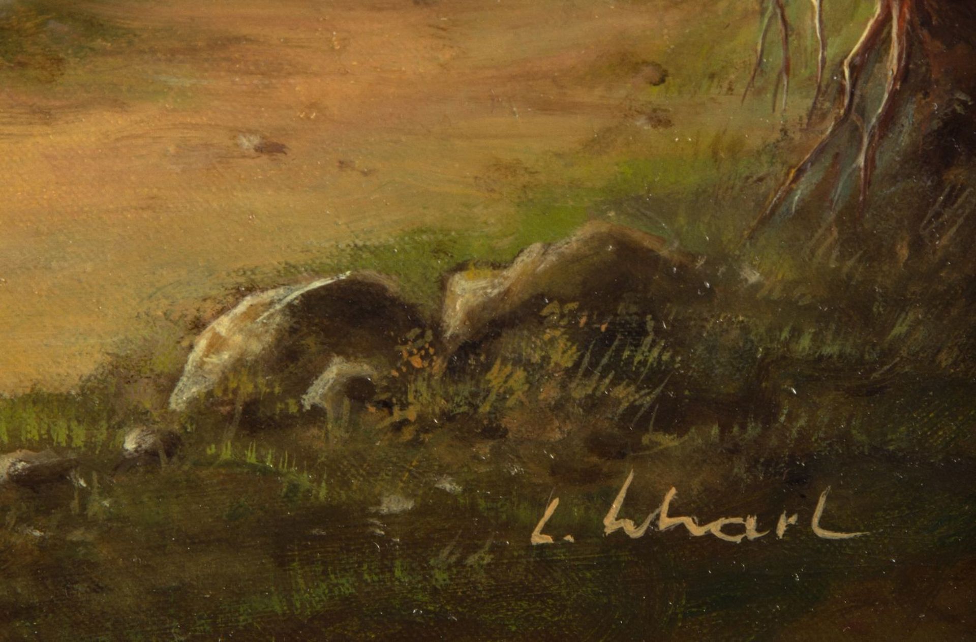 Scharl, Lorenz. 1911 - 1995 Reges Treiben auf einem Hof mit dem Wettersteinmassiv im Hintergrund. Öl - Bild 2 aus 3