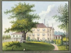 Unbekannt, 19. Jh. Schlossansicht. Gouache. Bez. und dat. Vilamont. 25 Sept. 1826. 10,5 x 13 cm. An 
