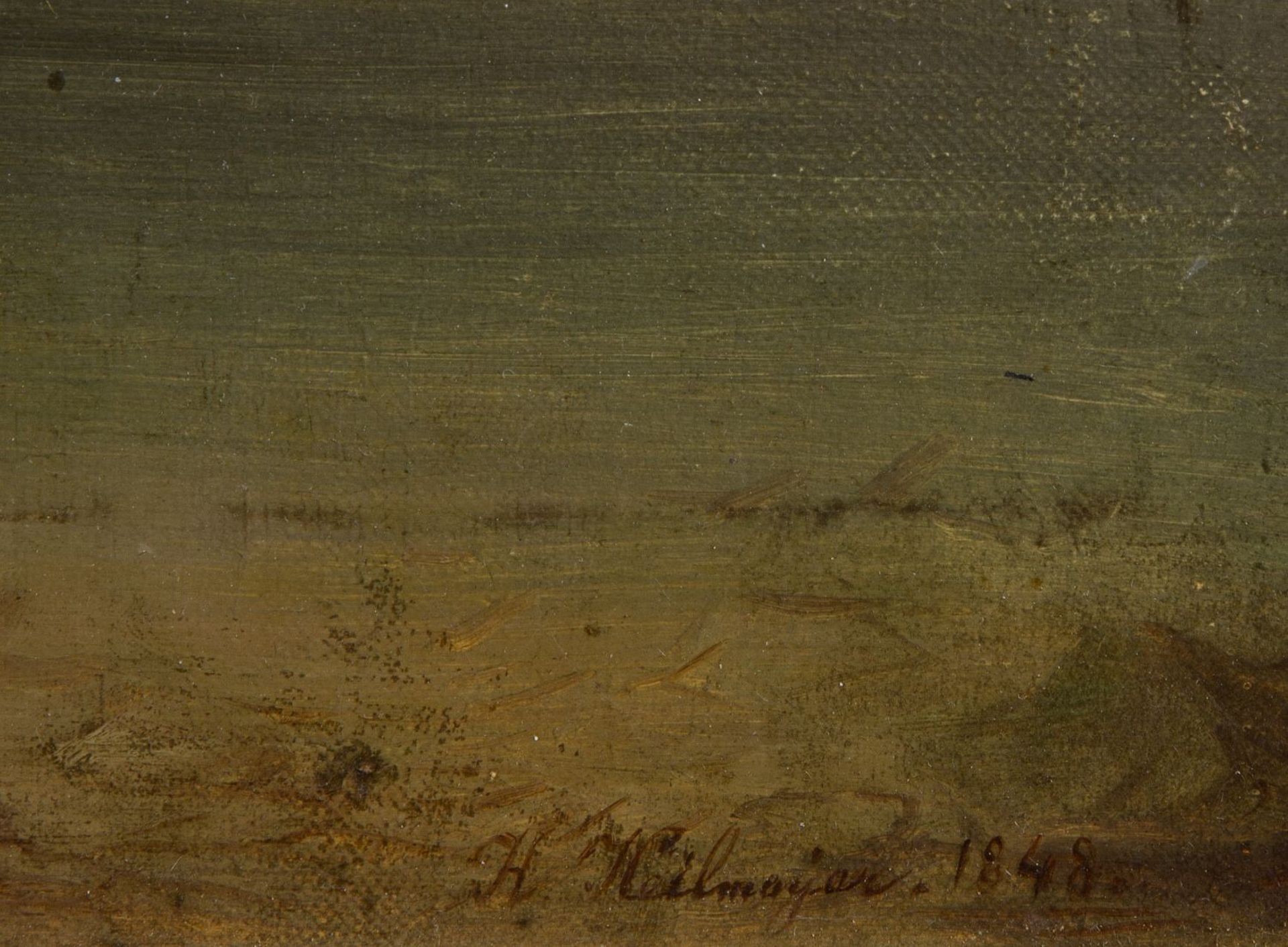 Heilmayer, Karl. 1829 - München - 1908 Burg über einem Ort, wohl an der Mosel. Öl/Lwd. Sign. und dat - Bild 2 aus 3
