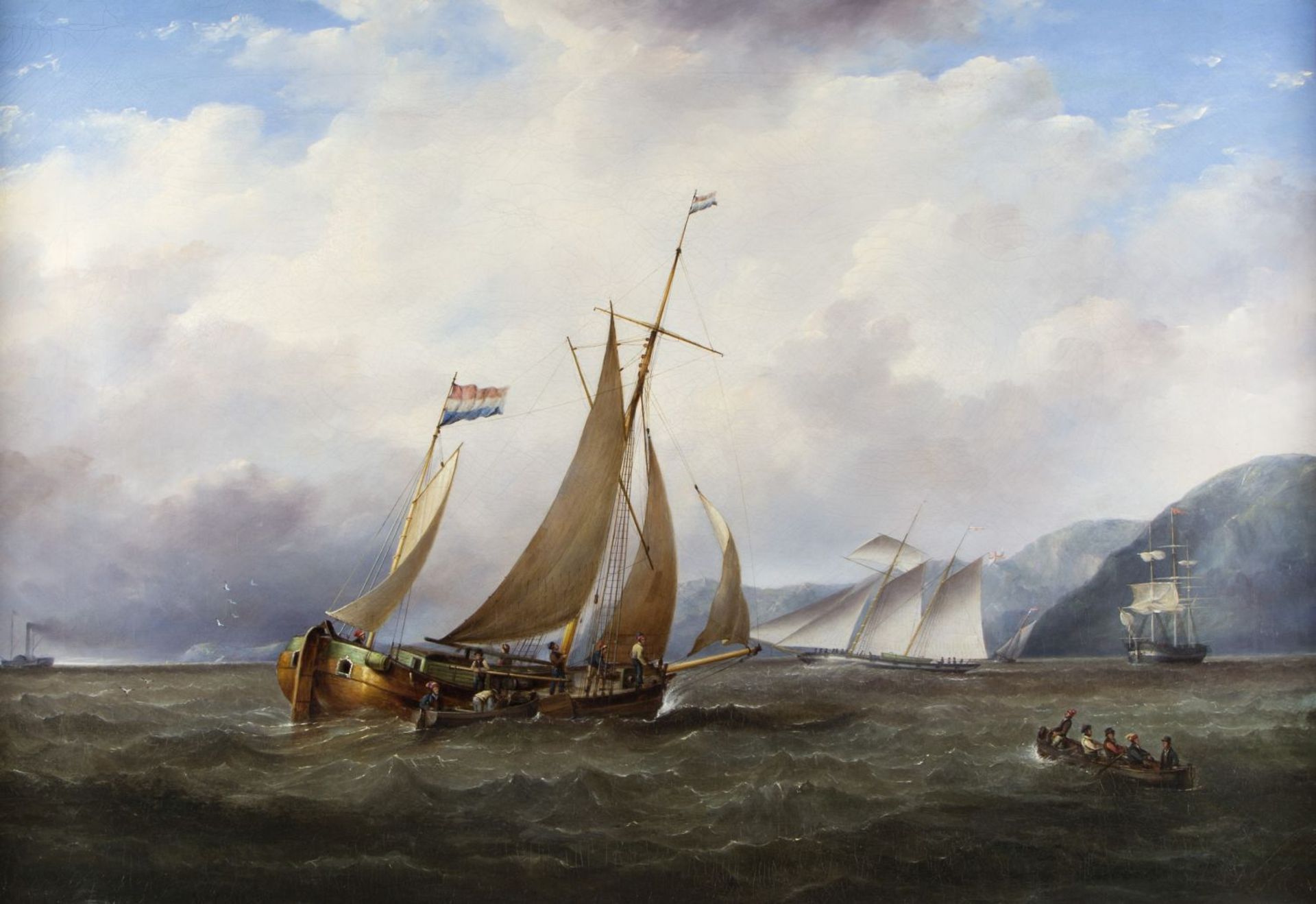 Callow, William. 1812 Greenwich - Great Missenden 1908 Segelschiffe verschiedenen Typs vor der Küste