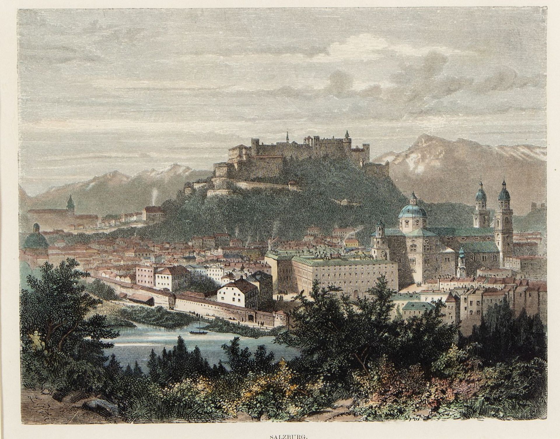 Steinicken. Bella della. Dubois u.a. Ansichten von Starnberg. Landschaft mit einer Brücke. Chute du  - Bild 3 aus 9