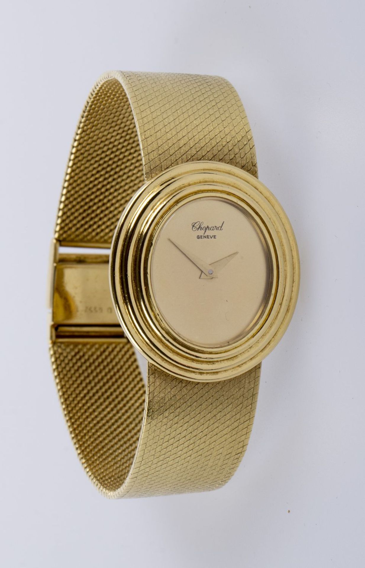Damenarmbanduhr von Chopard Gehäuse und Armband aus Gelbgold 750. Ovales vergoldetes Zifferblatt. Fi - Image 4 of 8