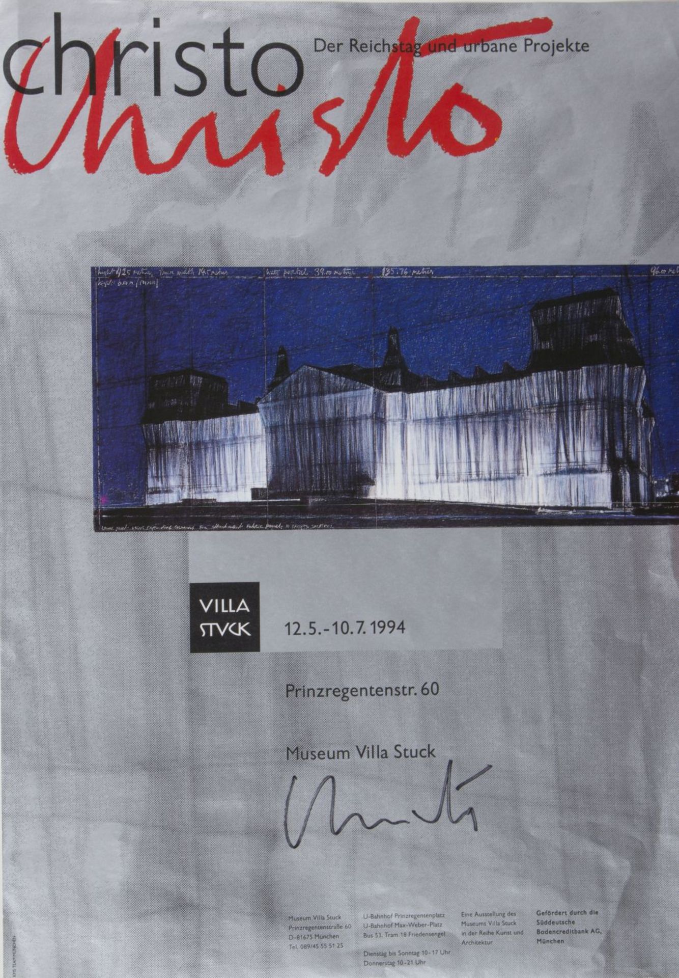 Christo und Jeanne-Claude Zwei kleine Plakate zu den Ausstellungen Villa Stuck und der Passauer Pres - Bild 3 aus 4