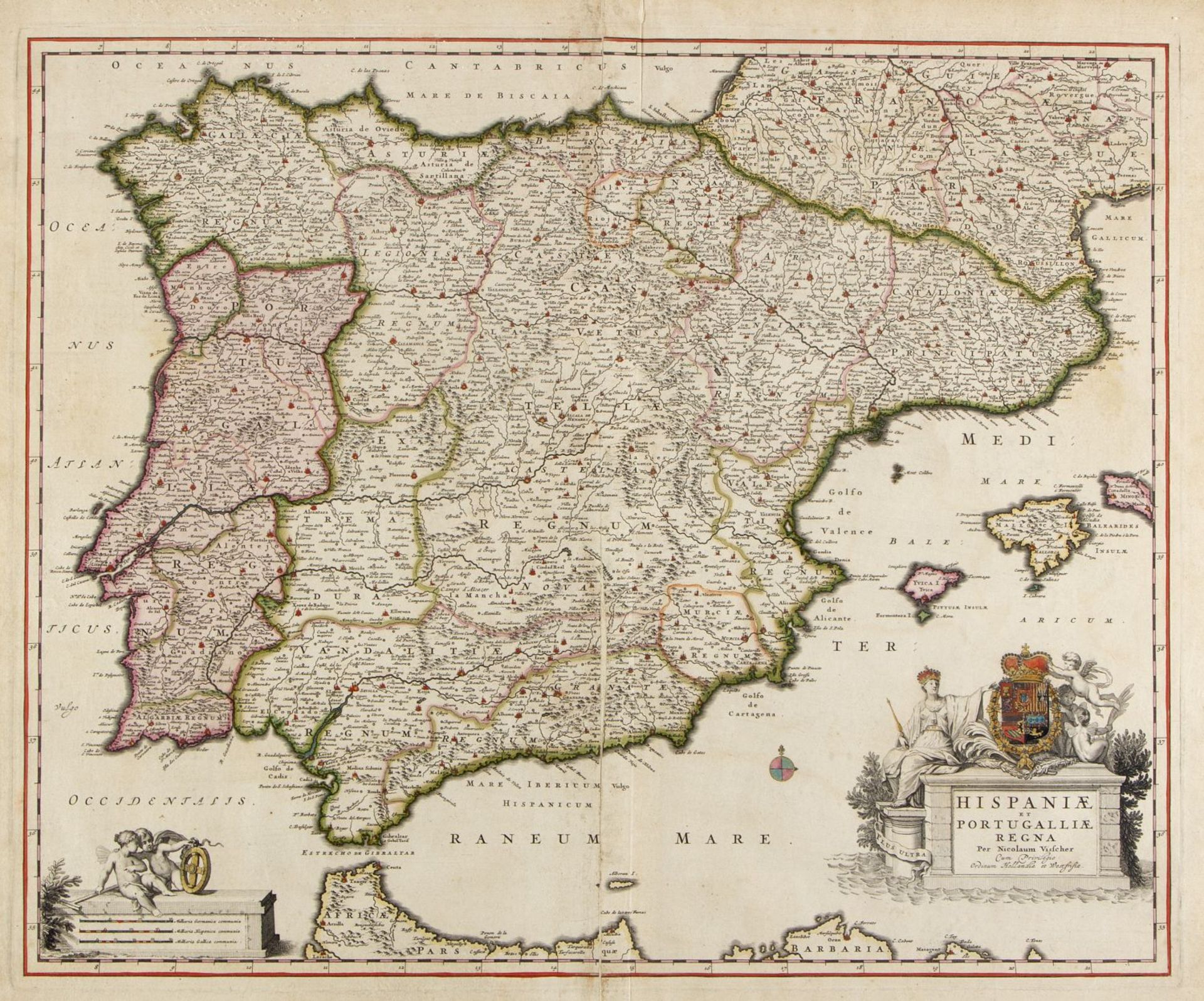Wit, F. de. Vischer, N. Blaue, G. u.a. Principatus Cataloniae. Hispaniae et Portugalliae. Languedoc - Image 3 of 6