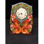 Vicky Lovett for Moorcroft Pottery. A Red Squirrel pattern clock of CL3 Shape, removable quartz