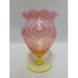 Thomas Webb or Walsh Walsh - a vasaline and uranium glass vase, of thistle bud form, the body