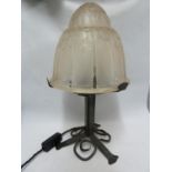Art Deco Lighting - a glass shade of frosted glass and jelly mould form moulded with stylised