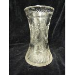 Stevens & Williams - A rock crystal type glass vase, colourless of waisted cylindrical form cut with