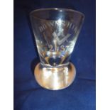 Masonic Interest - a Firing glass, engraved with lodge number 2437, Downshire (Berkshire) and