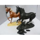 Black Beauty and My Friend Flicka, two porcelain figures of horses, designed by Pamela du Boulay and
