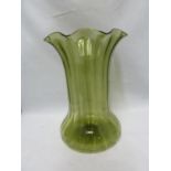 James Powell & Sons, Whitefriars Limited - a large sea green glass optical ribbed vase,