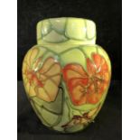 Sally Tuffin for Moorcroft Pottery - a Nasturtium pattern ginger jar and cover, produced for the