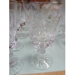Cut glass - `14 red wine glasses, 7 white wine glasses, 7 water glasses, in 2 near matching patterns