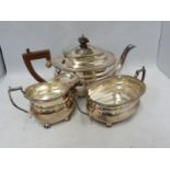 An Adie Brothers Limited silver plated tea service, comprising, teapot with hinged cover, milk jug