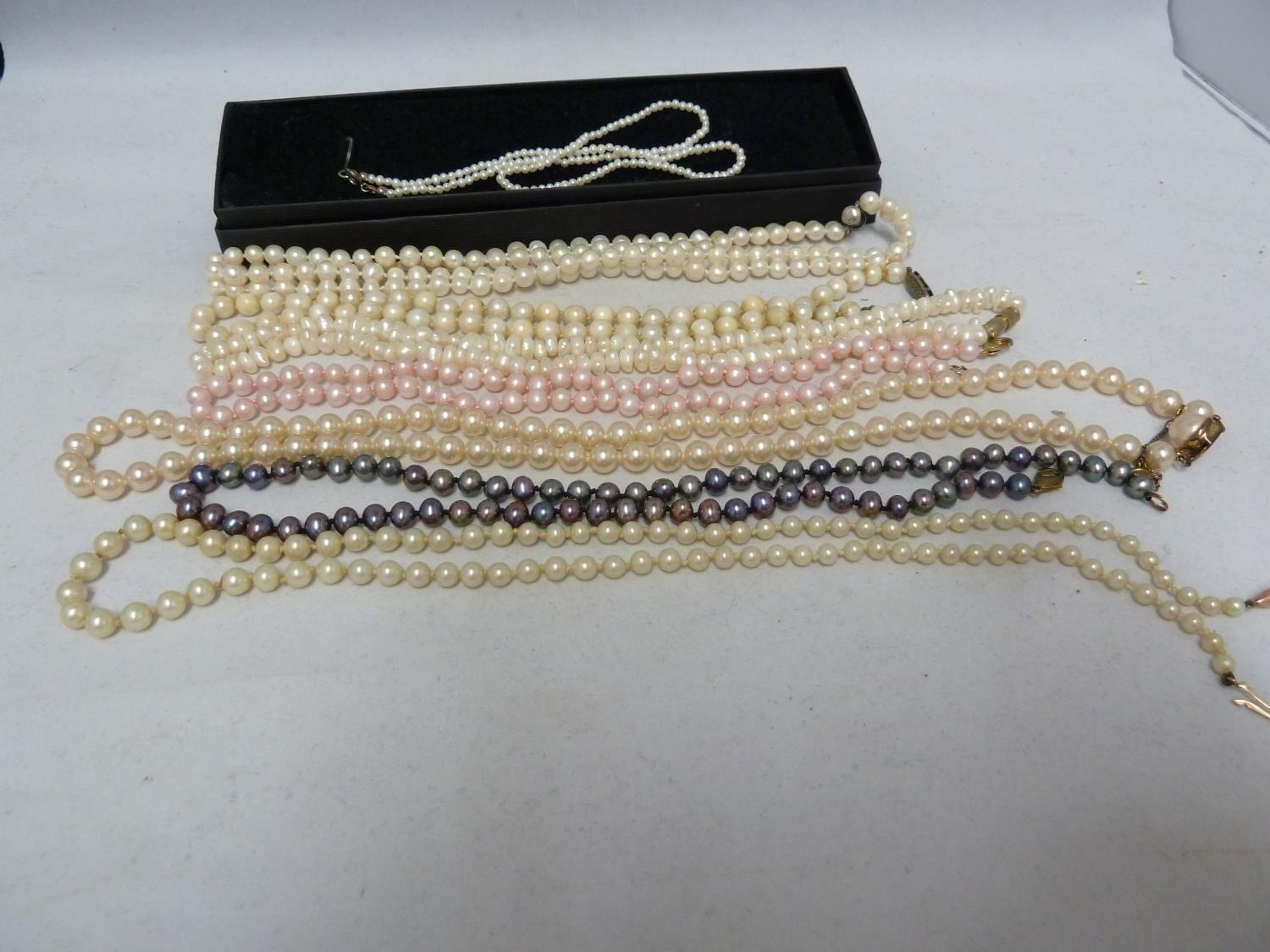 WITHDRAWN - Various pearl necklaces - including a freshwater necklet of small sized pearls