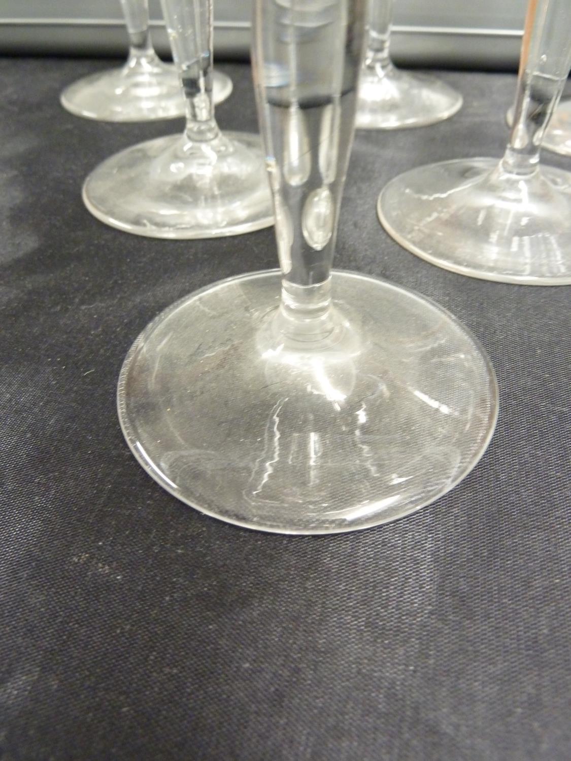 Bakalowits, Vienna designed by Kolomon Moser- six wine glasses, colourless glass, the lobed bowls - Image 3 of 8