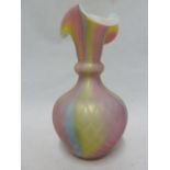 Stevens & Williams - a rainbow air-trap satin glass vase, of onion form with bulbous neck and wavy