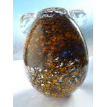Loretta Hui-shan Yang or Yang Huishan - an ovoid glass vase with surface mottling of blue and orange