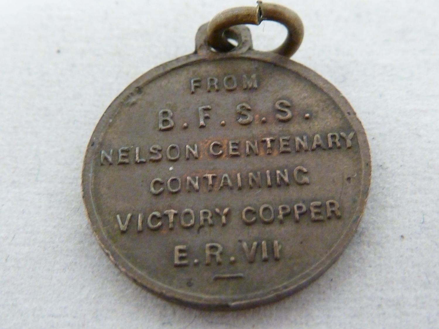 Horatio Nelson interest - a British & Foreign Sailor's Society commemorative medallion - cast with a - Image 2 of 2