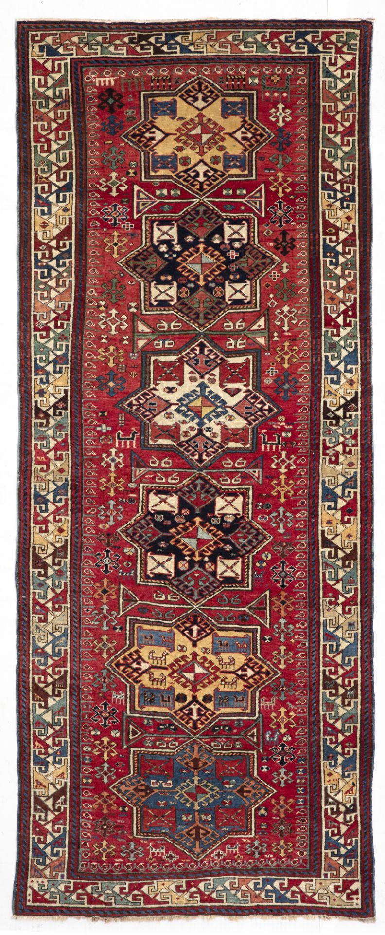 A RARE LARGE AKSTAFA CAUCASIAN RUG, 1970