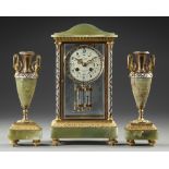 A GREEN ONYX CLOCK SET, FRANCE, 19TH CENTURY