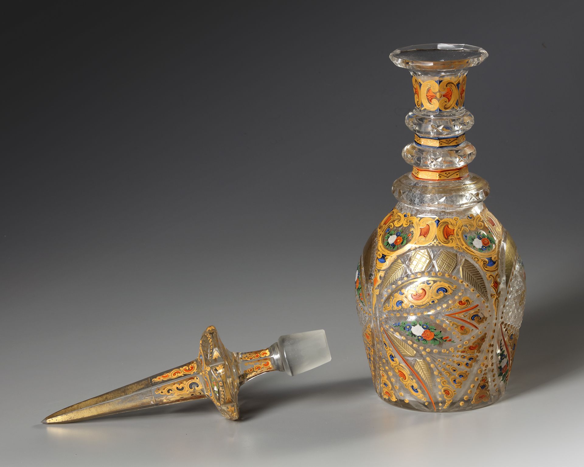 A BOHEMAIN CRYSTAL BALUSTER CARAFE, LATE 19TH CENTURY - Image 2 of 2