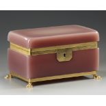 A PINK OPALINE JEWELRY BOX, FRANCE, 19TH CENTURY