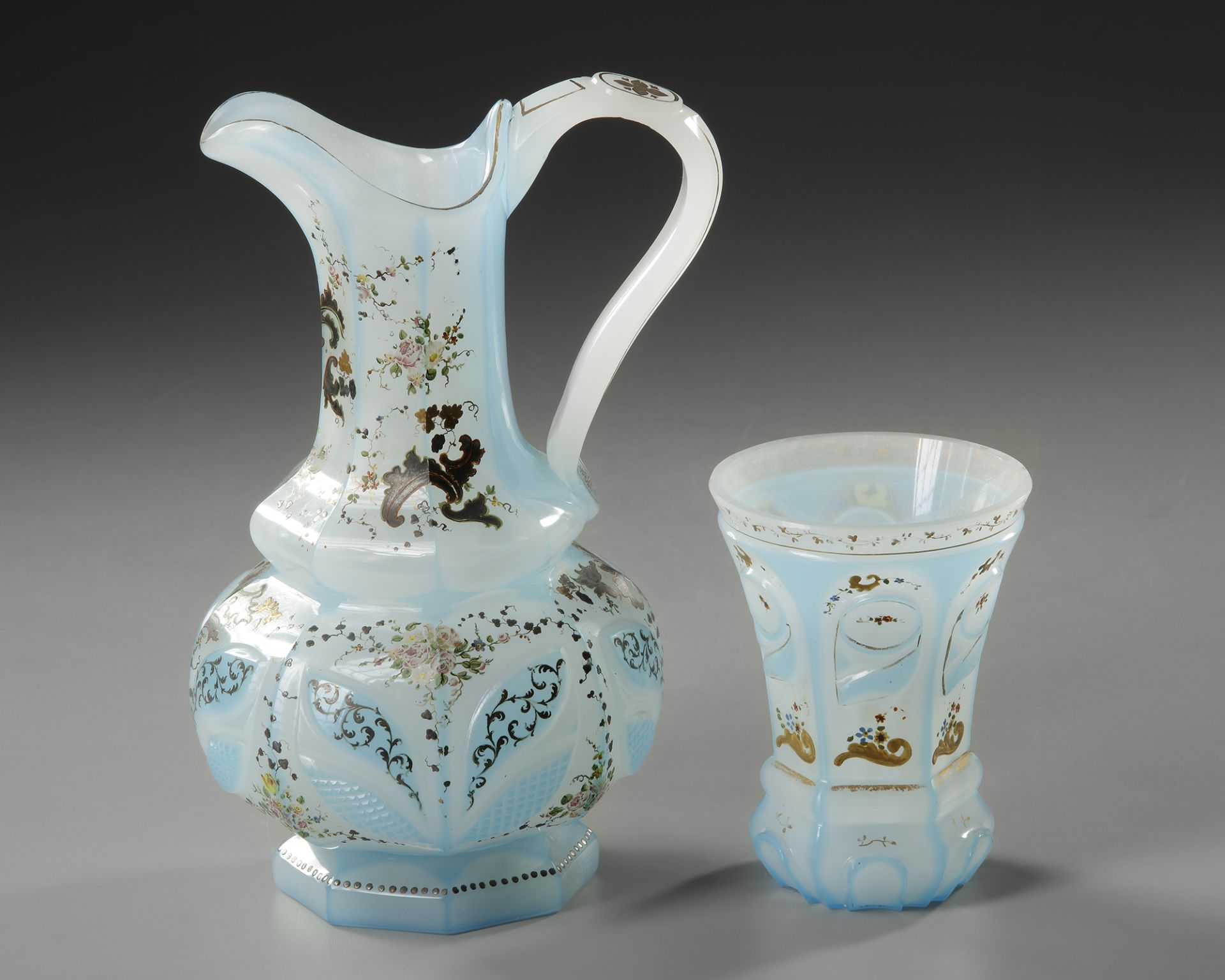 A SET IN CLEAR BLUE OPALINE GLASS, 19TH CENTURY - Image 3 of 3