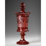 A BOHEMIAN RED GLASS GOBLET, LATE 19TH CENTURY