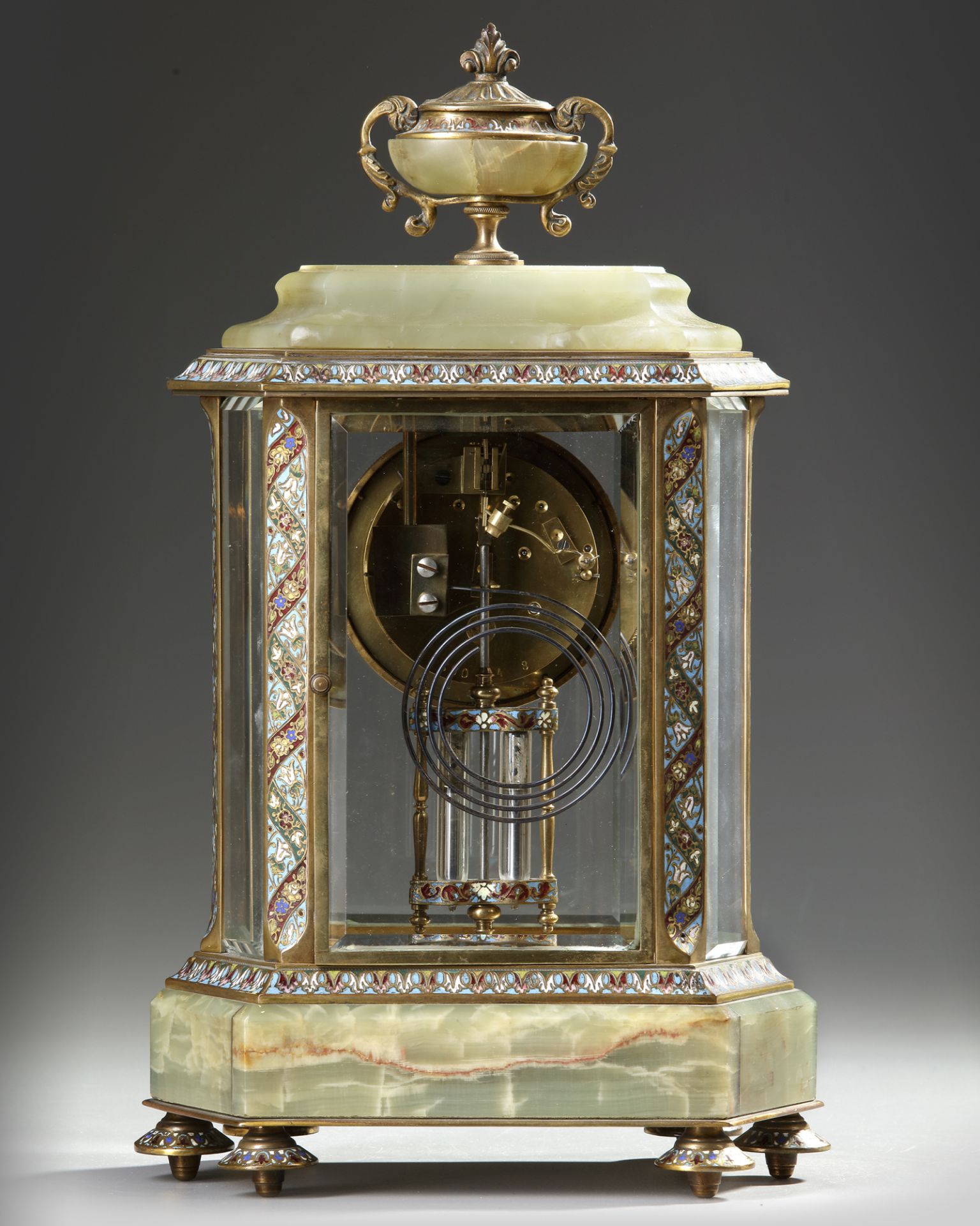 A FRENCH BRONZE AND CHAMPLEVÉ ENAMEL MANTEL CLOCK, 19TH CENTURY - Image 3 of 3