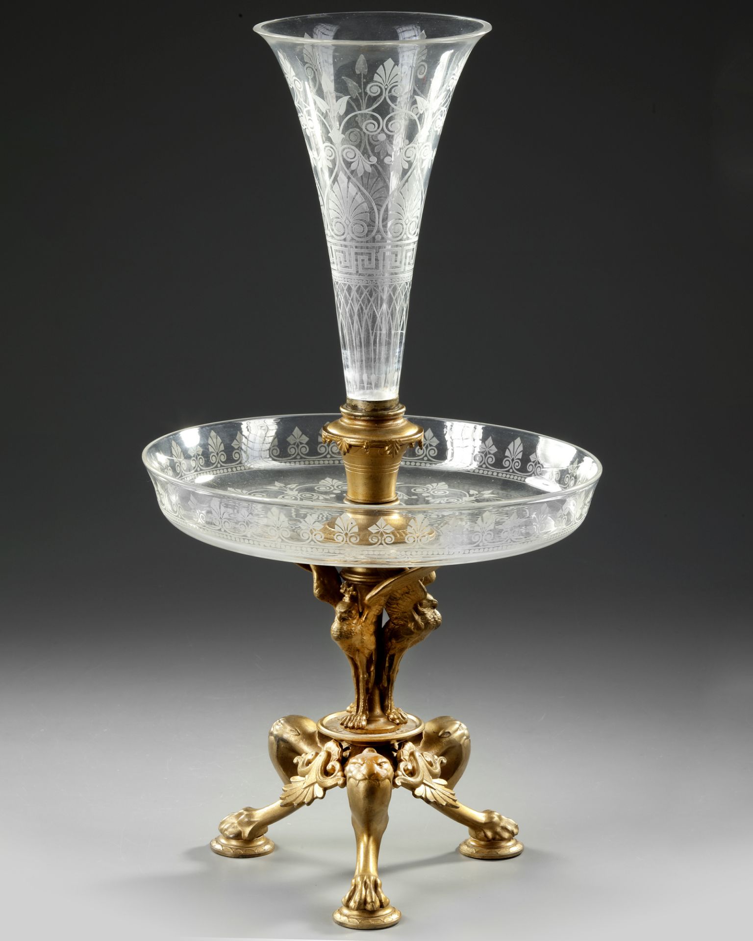 A CRYSTAL AND ORMOLU CENTER PIECE, FRANCE, LATE 19TH CENTURY - Image 2 of 3