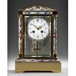 A FRENCH ORMOLU AND CHAMPLEVÉ ENAMEL MANTEL CLOCK, 19TH CENTURY