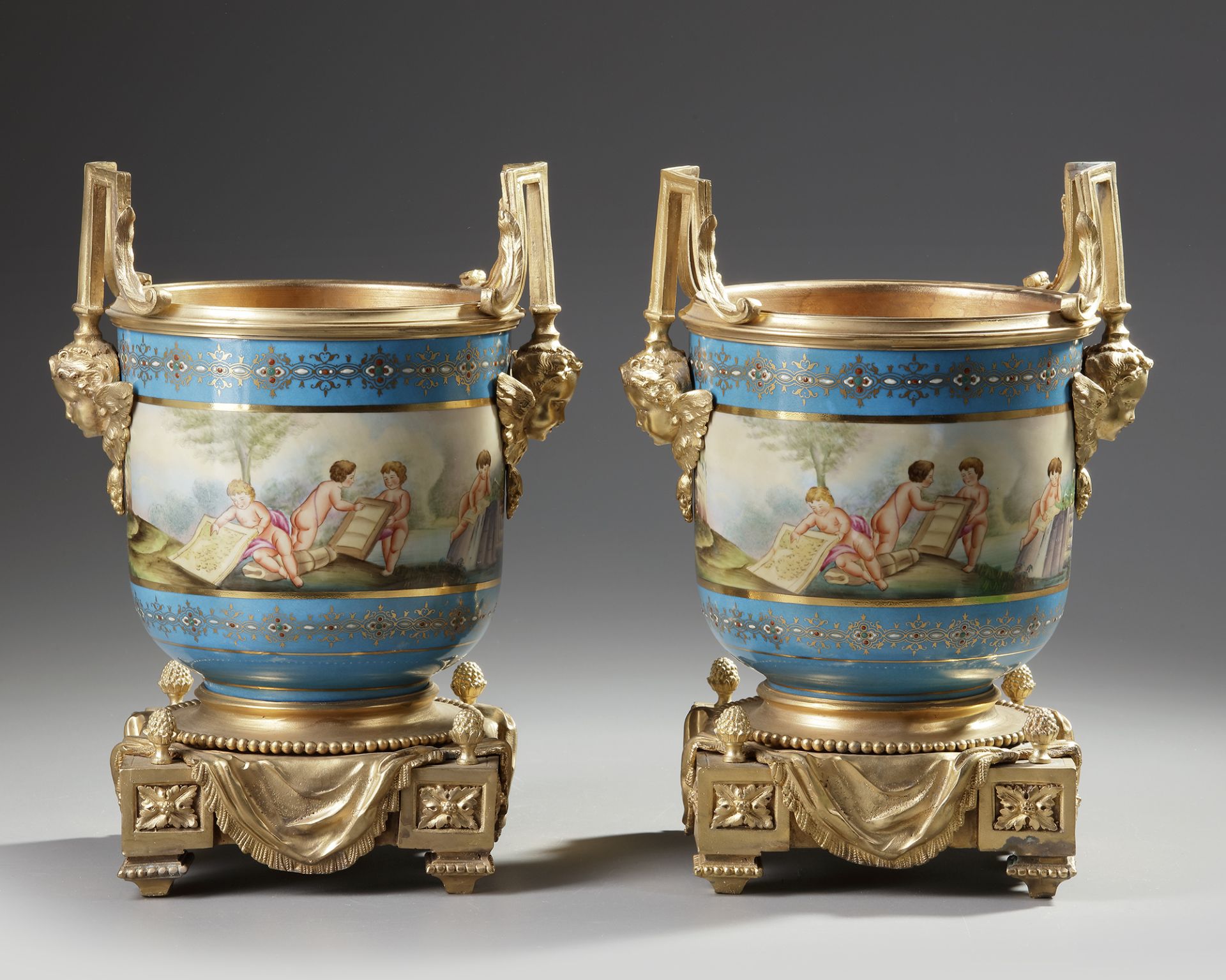 A PAIR OF BLUE VASES, 20TH CENTURY - Image 2 of 3