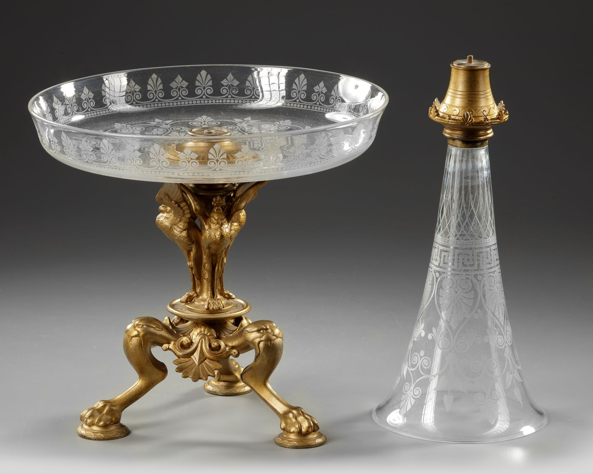 A CRYSTAL AND ORMOLU CENTER PIECE, FRANCE, LATE 19TH CENTURY - Image 3 of 3