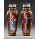 A PAIR OF RED ENAMEL VASES, AUSTRIA, 19TH CENTURY