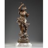 A BRONZE STATUE, AUGUSTE DEWEVER, LATE 19TH CENTURY