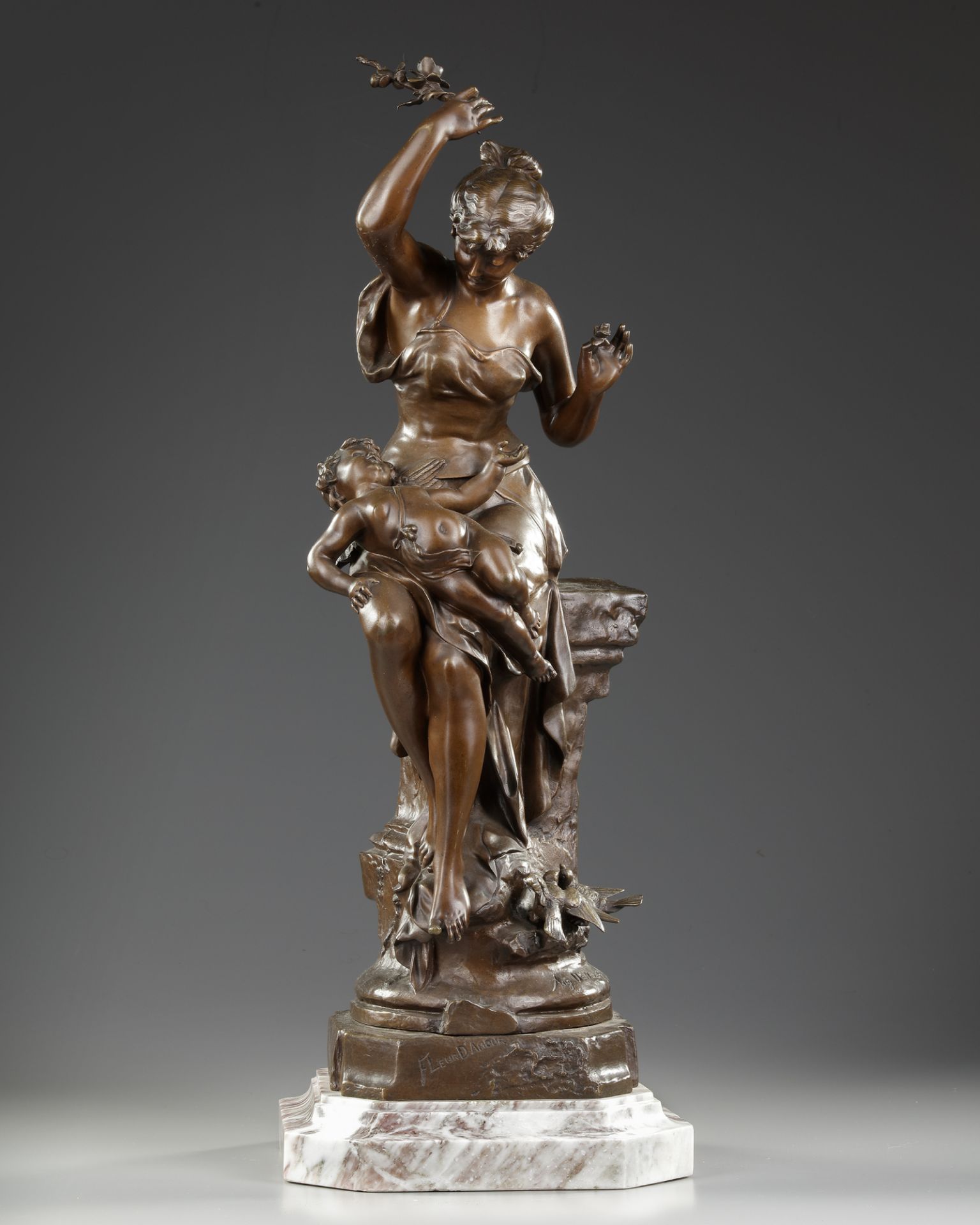 A BRONZE STATUE, AUGUSTE DEWEVER, LATE 19TH CENTURY