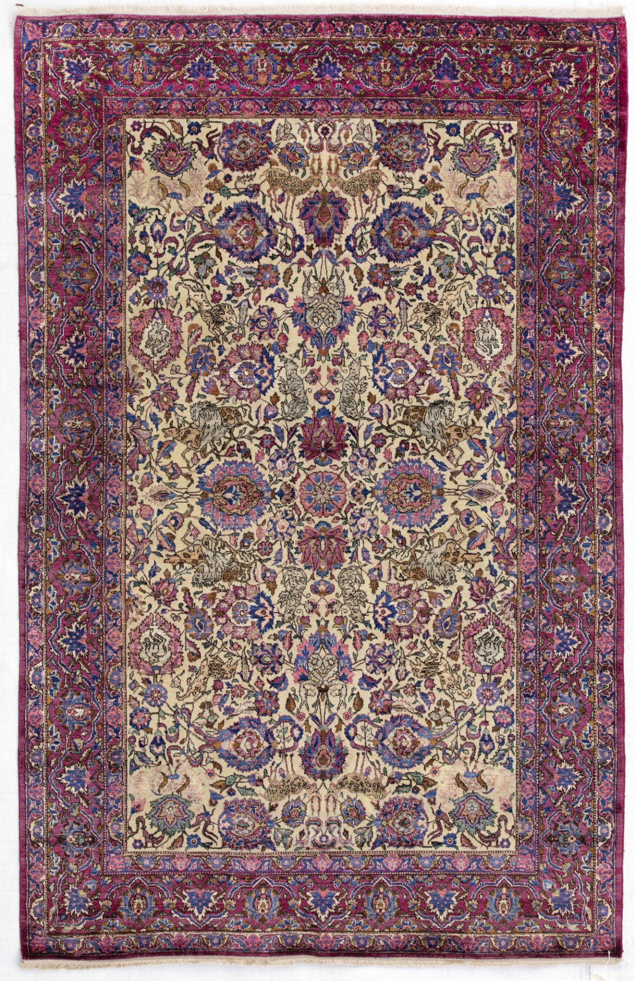 A TEHRAN SILK RUG, 1900