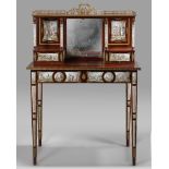 A FRENCH SECRETARY DESK WITH ENAMEL PLAQUES, LATE 19TH CENTURY