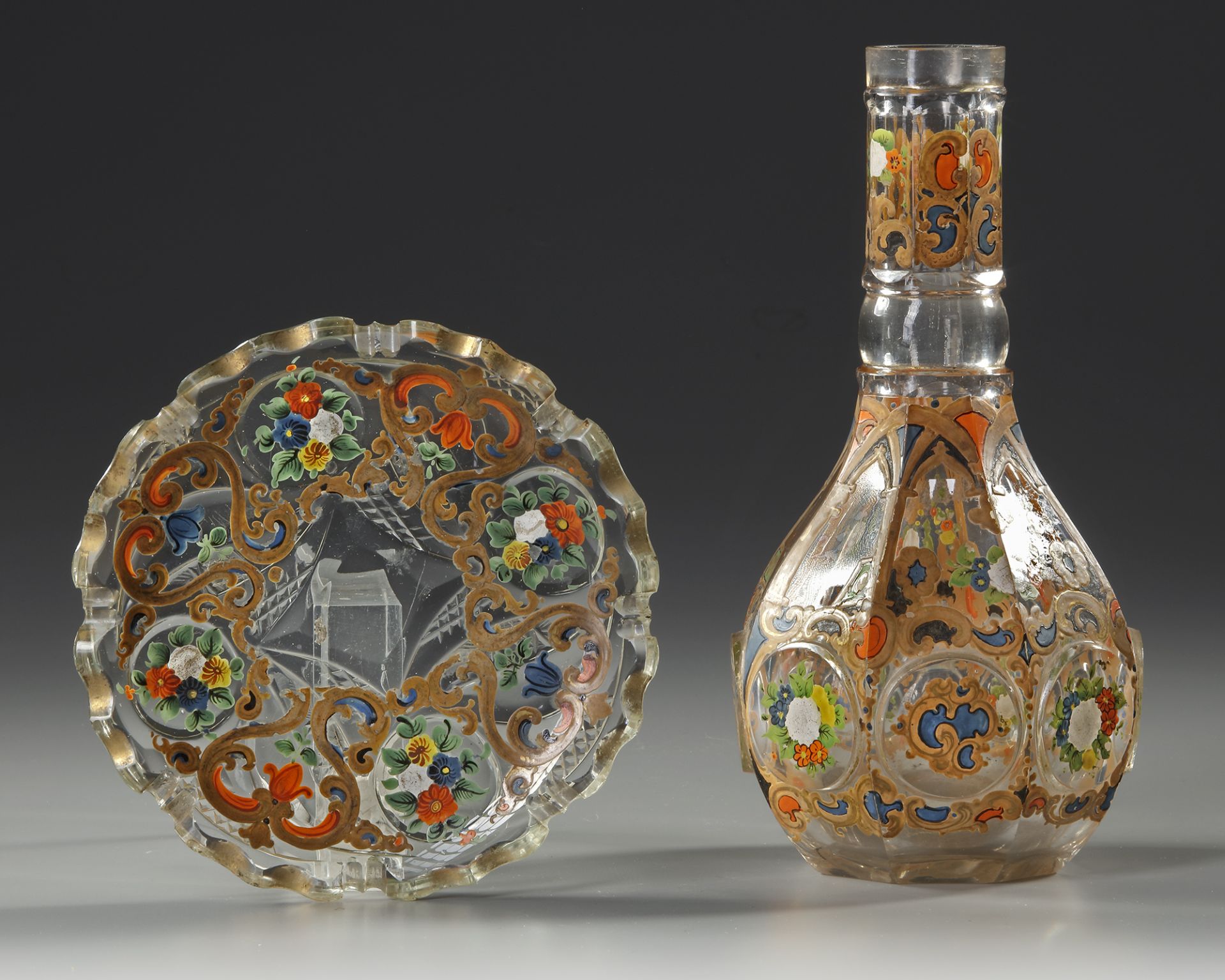 A BOHEMIAN CUT-GLASS HUQQA BASE, LATE 19TH CENTURY