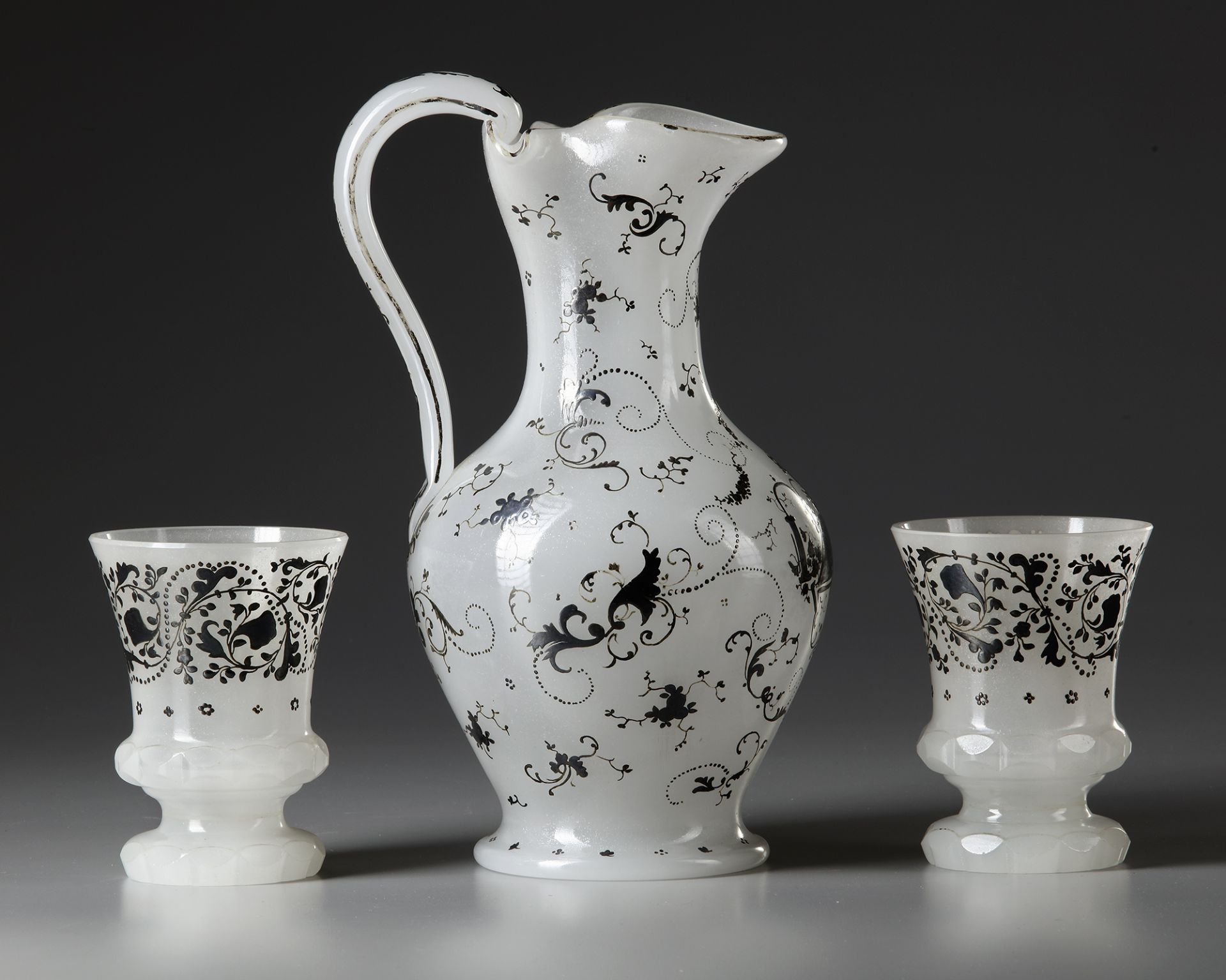 A WHITE OPALINE SET, FRANCE, LATE 19TH CENTURY