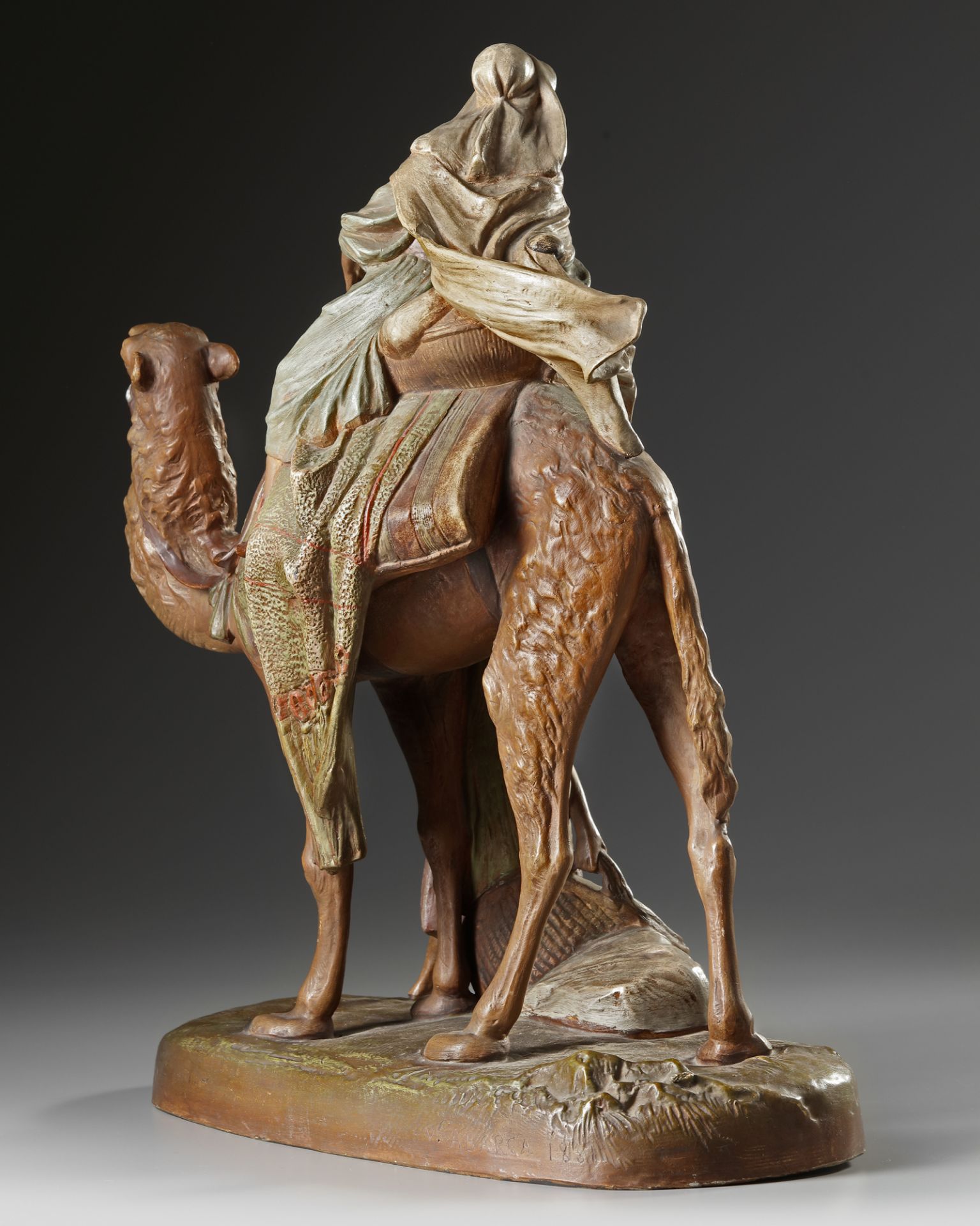 AN ORIENTALIST TERRACOTTA GROUP, LATE 19TH CENTURY - Image 4 of 6
