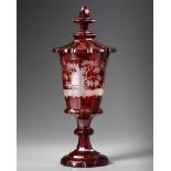 A BOHEMIAN RED GLASS GOBLET, LATE 19TH CENTURY