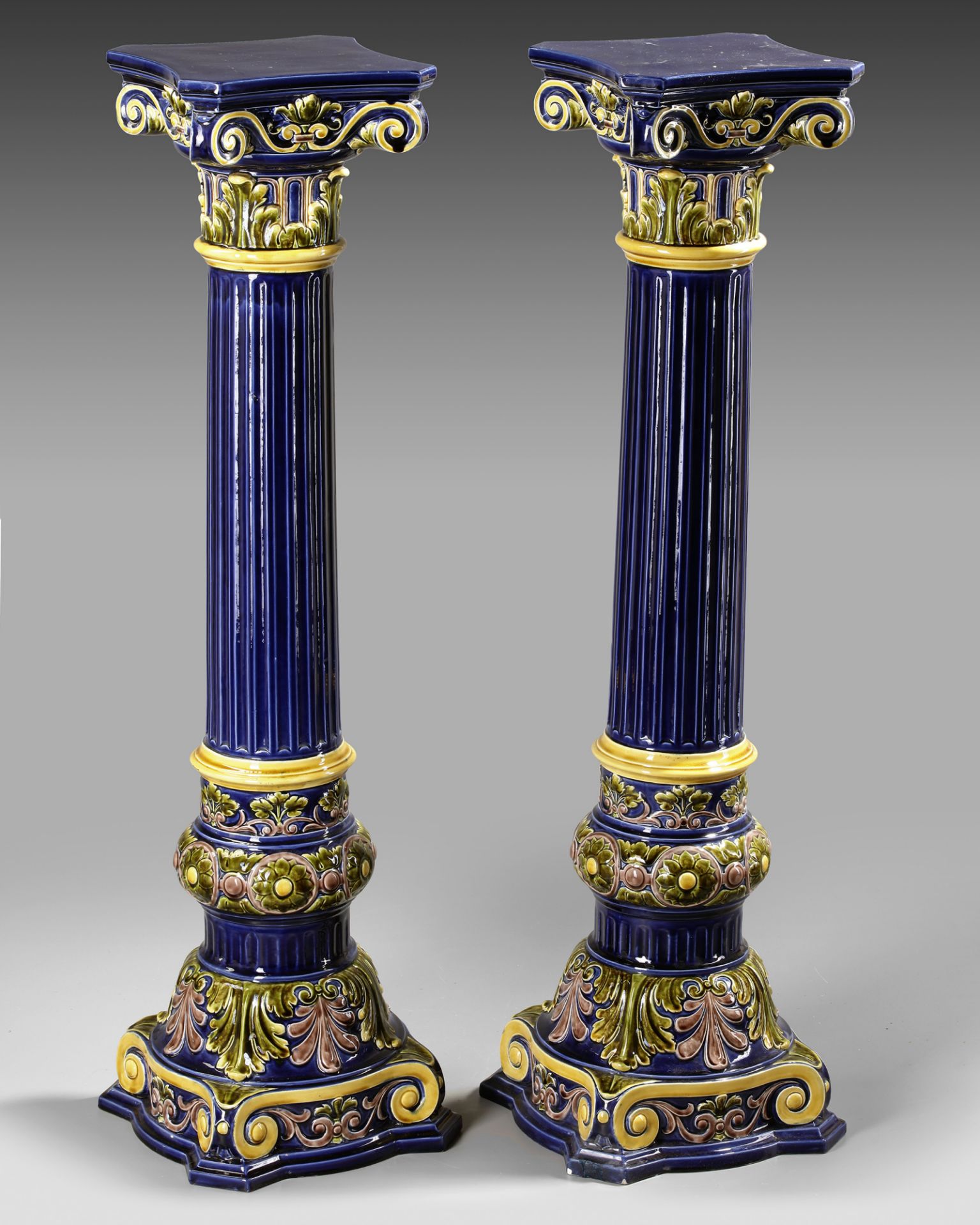 A PAIR OF BLUE COLUMNS, LATE 19TH CENTURY - Image 3 of 3