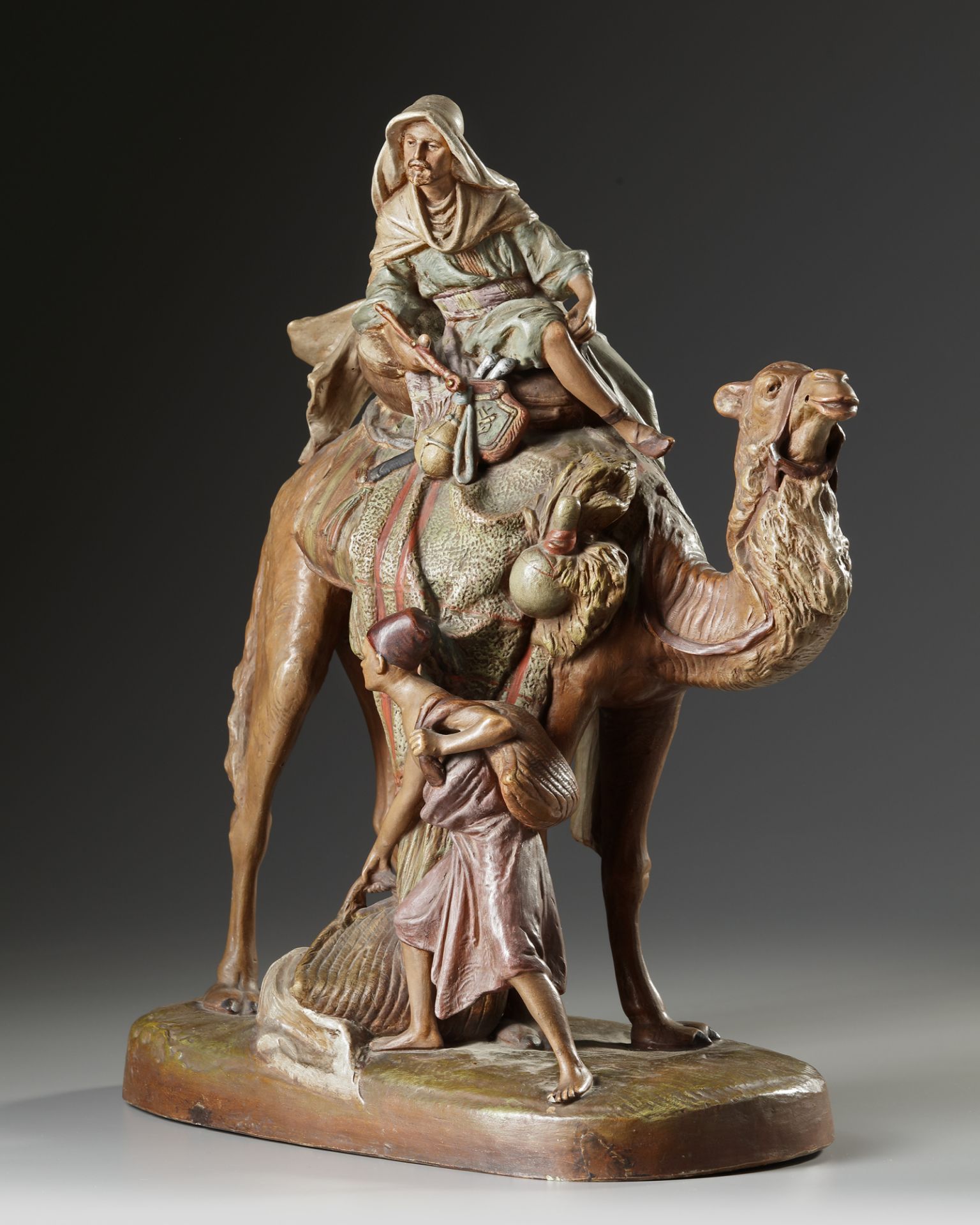 AN ORIENTALIST TERRACOTTA GROUP, LATE 19TH CENTURY - Image 5 of 6